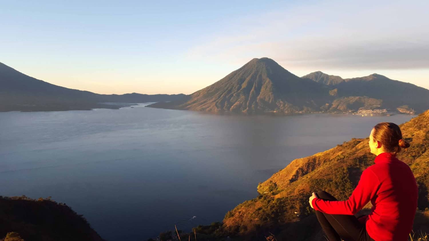Atitlan Lake with volcanoes, Guatemala