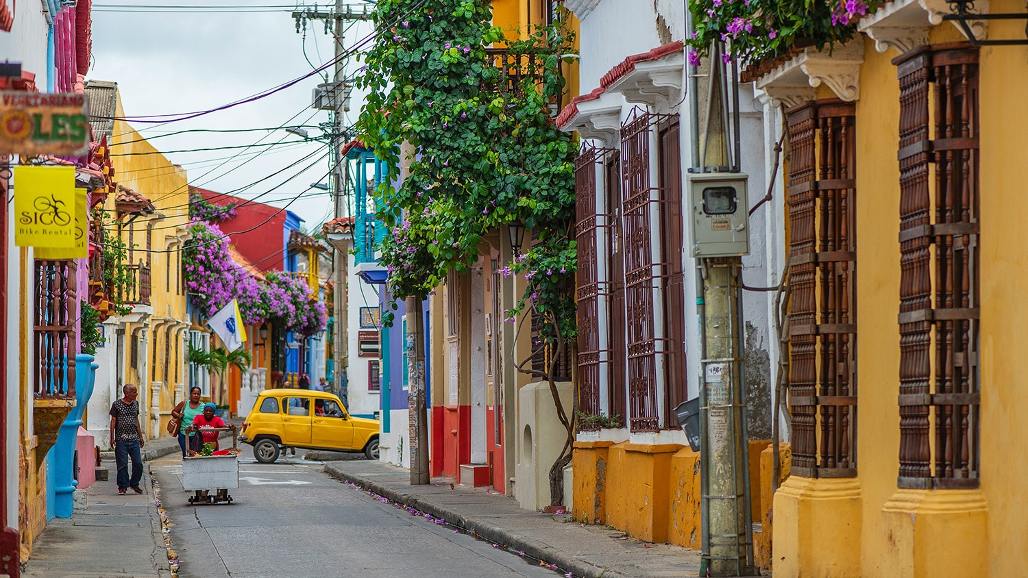 Colorful street, Cartagena, Colombia