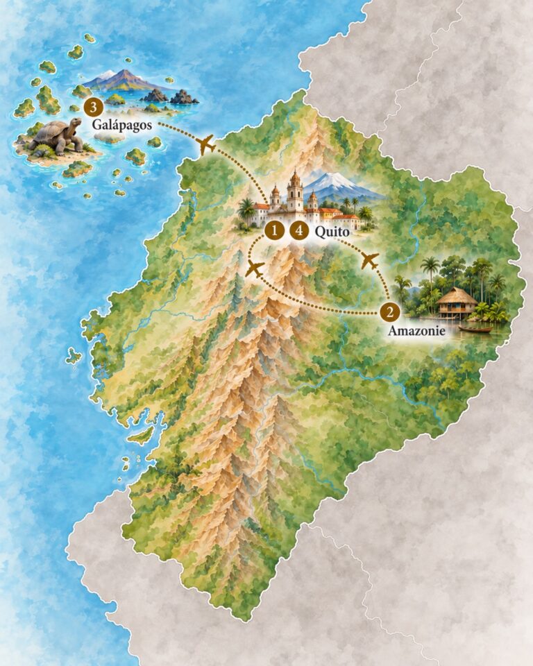 Map of a 2-week itinerary "Classic" in Ecuador