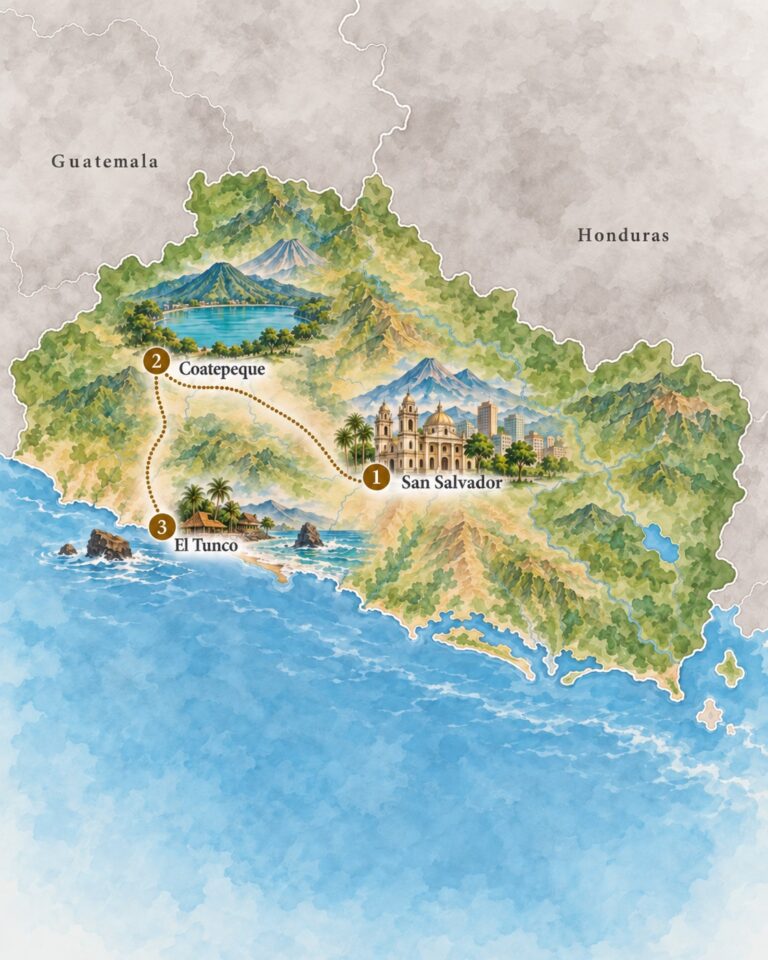 Map of a 2-week itinerary "Classic" in El Salvador