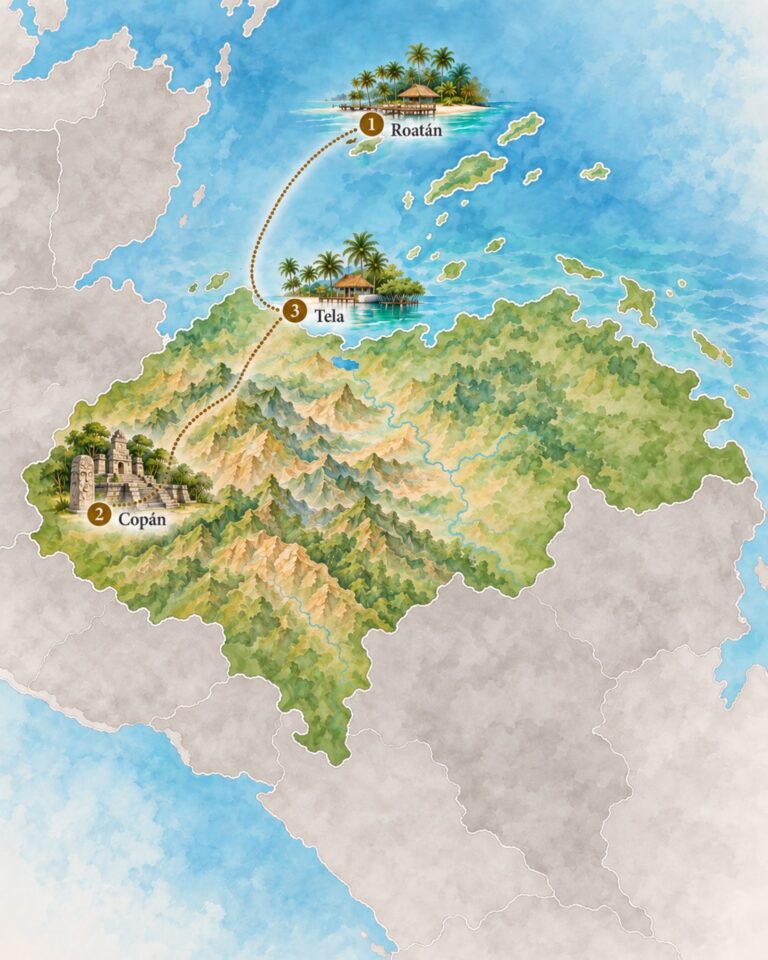 Map of a 2-week itinerary "Classic" in Honduras