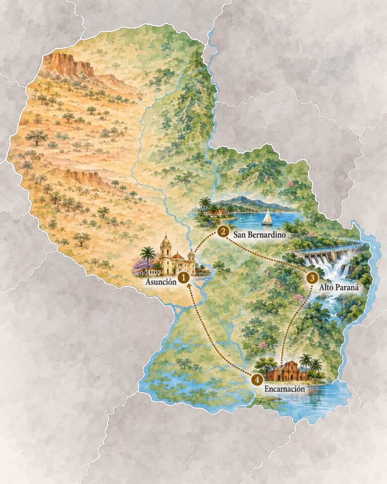 Map of a 2-week itinerary "Classic" in Paraguay
