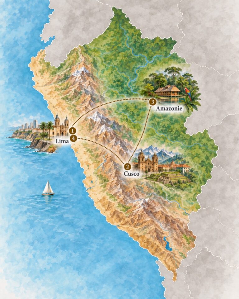 Map of a 2-week itinerary "Classic" in Peru