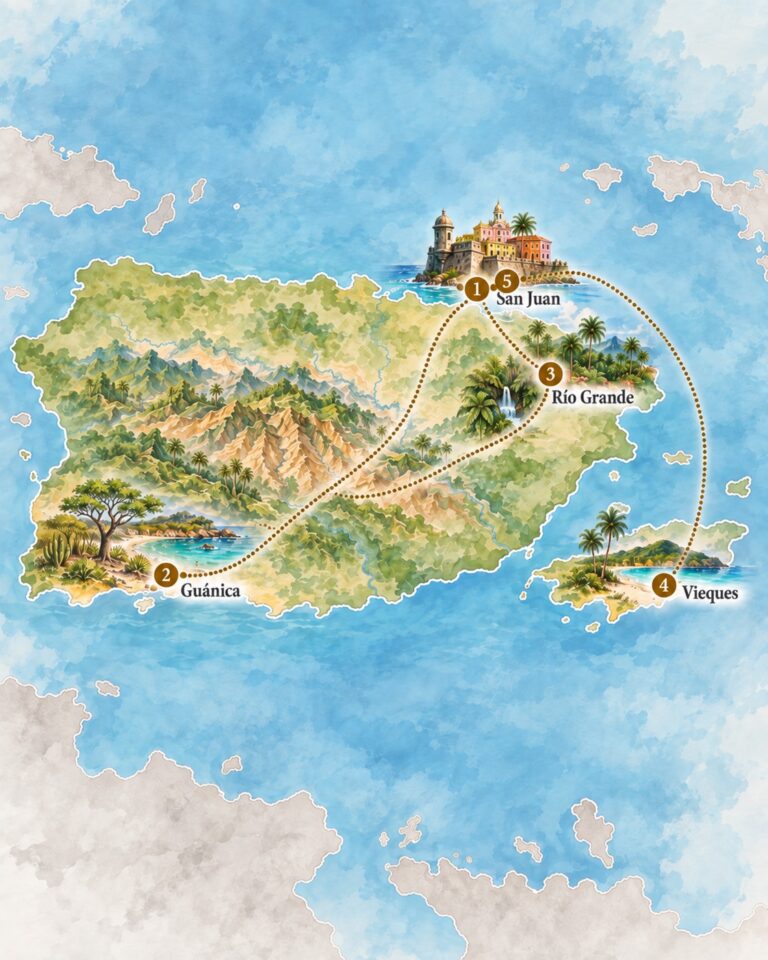 Map of a 2-week itinerary "Classic" in Puerto Rico