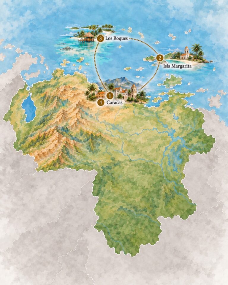 Map of a 2-week itinerary "Classic" in Venezuela